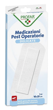 Medicazione Post Operatoria Sterile Garza Antiaderente 10x25 cm 3 Pezzi Profar-0