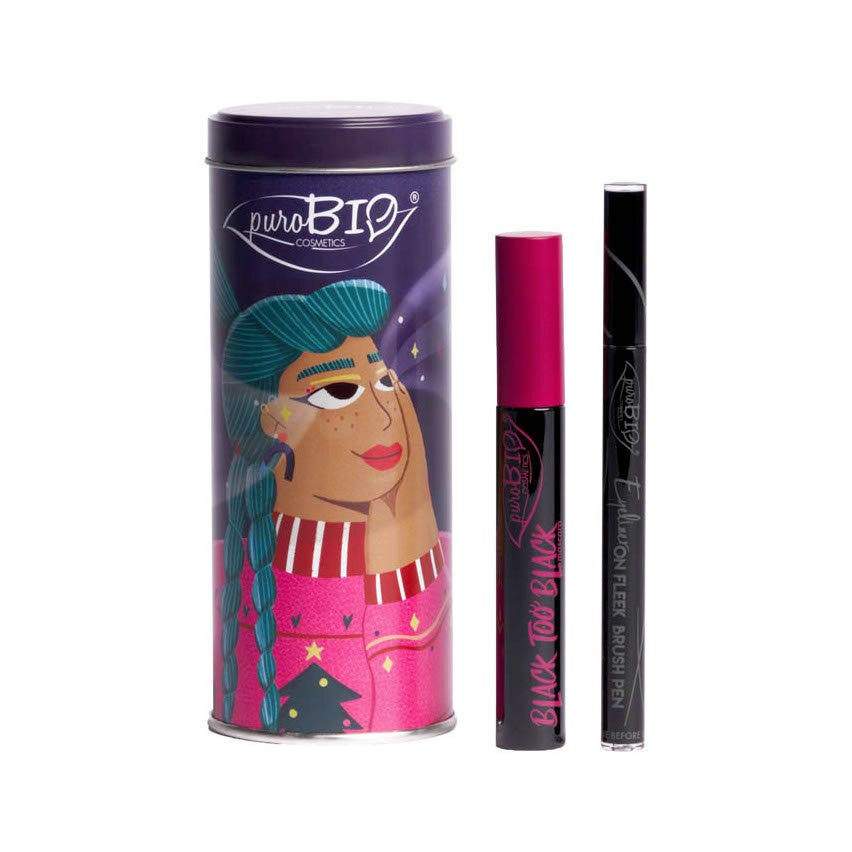 Purobio Kit Mascara Black Too Black 8ml + Eyeliner Brush Pen 0,69g-2