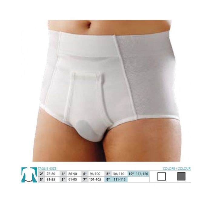 Orione 316 Cintoslip Erniario Uomo Alto Aperto con Pelotte Grigio Misura 5-0