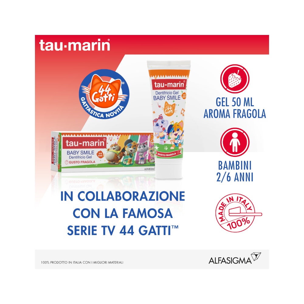 Taumarin Dentifricio Baby Gusto Fragola 44 Gatti 2-6 Anni 50ml-7