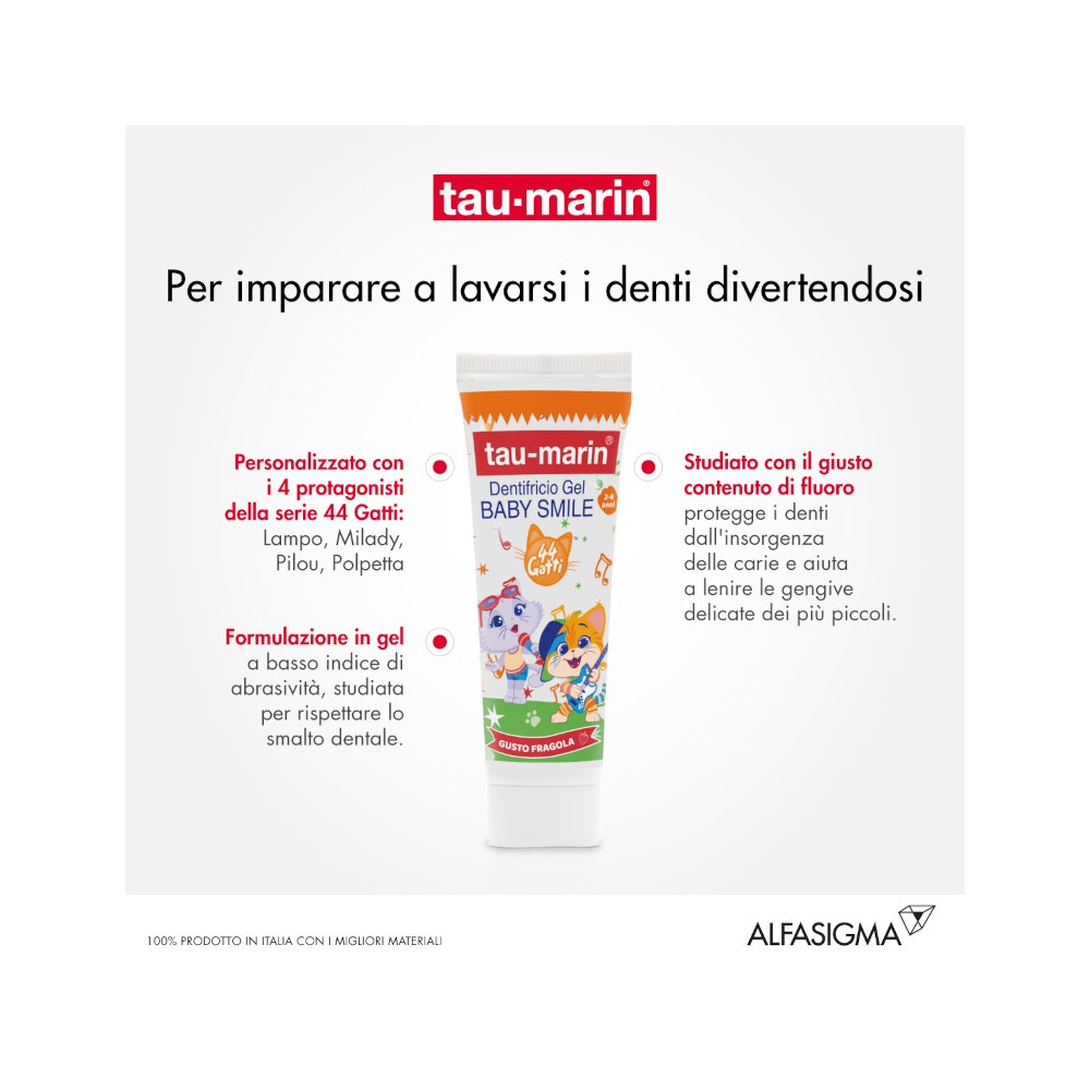Taumarin Dentifricio Baby Gusto Fragola 44 Gatti 2-6 Anni 50ml-8