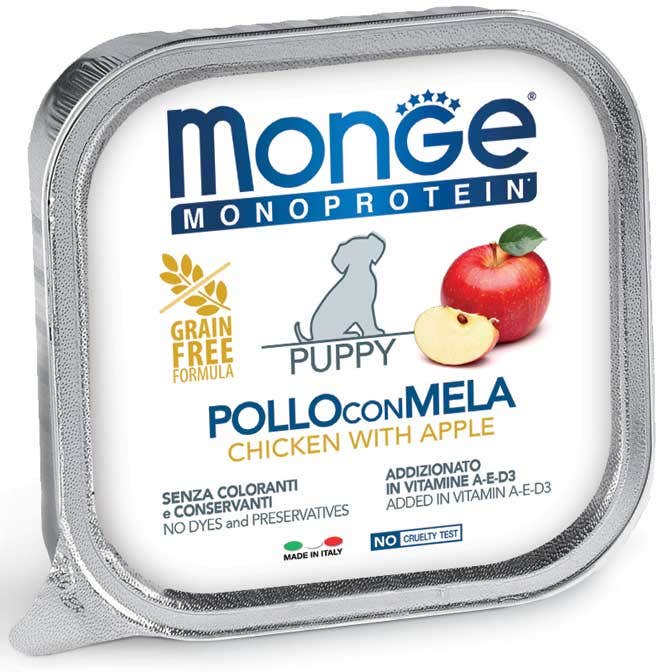Monge Monoprotein Puppy Pollo Con Mela Cibo Umido Per Cani Cuccioli 150g-2