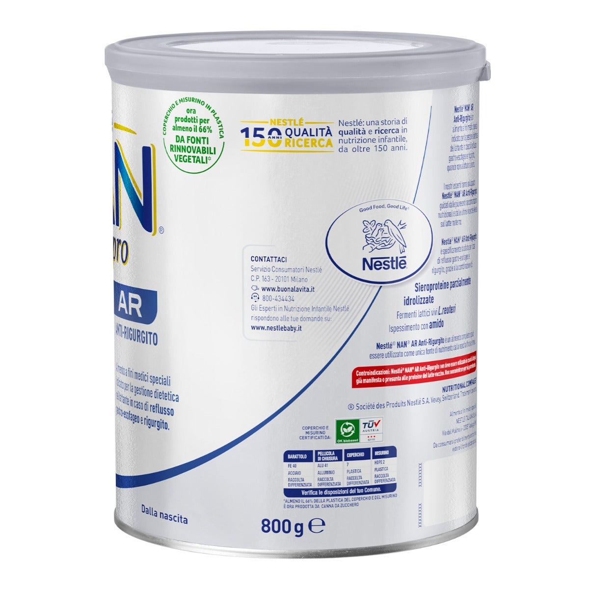 Nestlé Nan Expert Pro Ar Alimento a Fini Medici Speciali Latte Dalla Nascita in Polvere Latta 800g-6