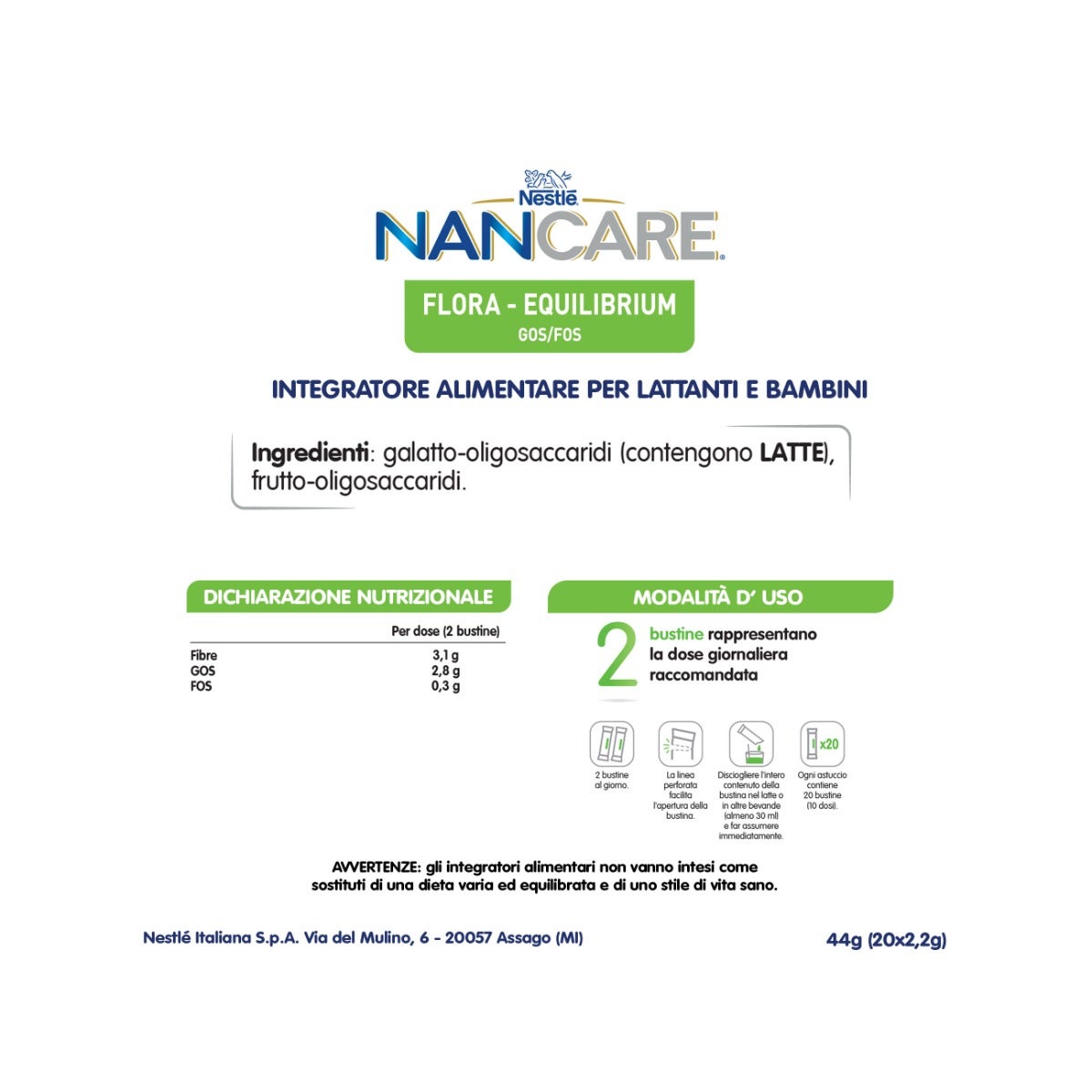 Nestlé Nancare Flora-equilibrium Integratore Per Lattanti E Bambini Dalla Nascita 20 Bustine Da 2,2g-4
