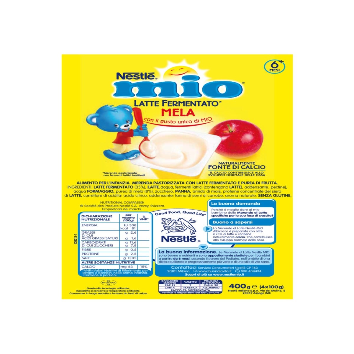 Nestlè Mio Merenda Latte Fermentato Mela 4 Vasetti Da 100g-4
