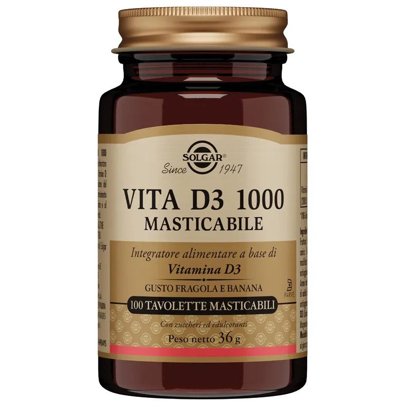 Solgar Vita D3 1000 100 Tavolette Masticabili-2