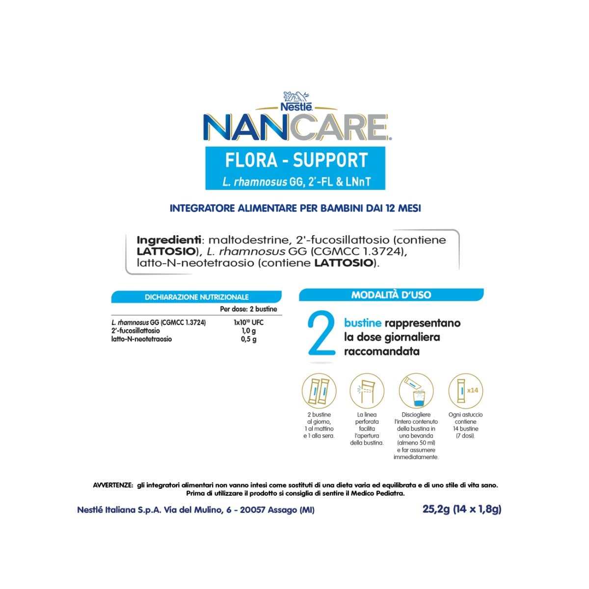 Nestlé Nancare Flora-support Integratore Alimentare Pediatrico Da 12 Mesi 14 Bustine Da 1,8g-9