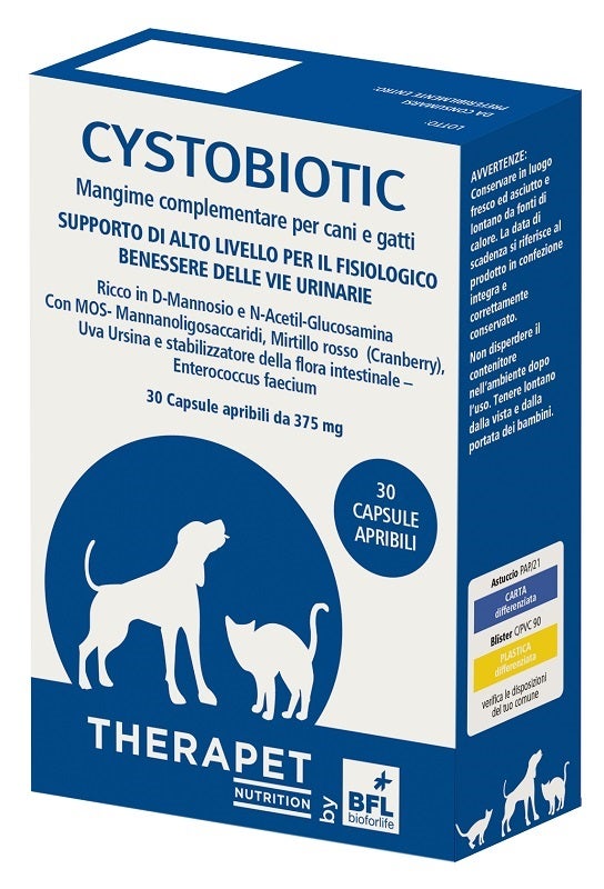 Therapet Cystobiotic Mangime Complementare Vie Urinarie Cani E Gatti 30 Capsule-1