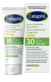 Cetaphil Crema Idratante Viso Giorno Protezione UVA e UVB per Pelle Sensibile 50 ml