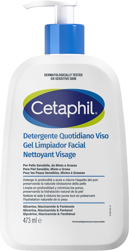 Cetaphil Detergente Quotidiano Viso Gel Detergente per Pelle Mista e Grassa 473 ml