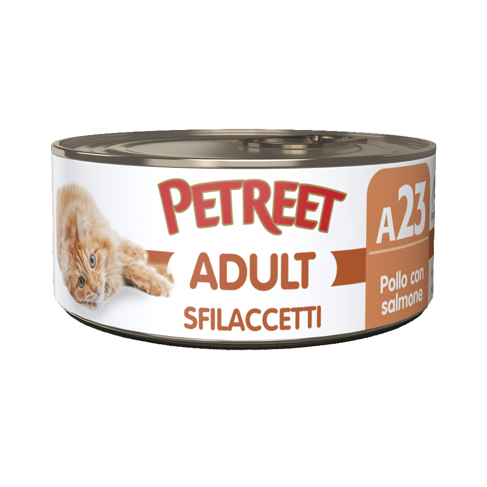 Petreet Adult Sfilaccetti Di Pollo Con Salmone Per Gatti Lattina 70g-1