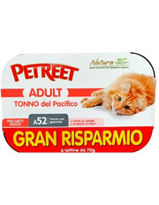 Petreet Tonno Del Pacifico Con Granchio Cibo Umido Gatto Adulto 6x70g-1