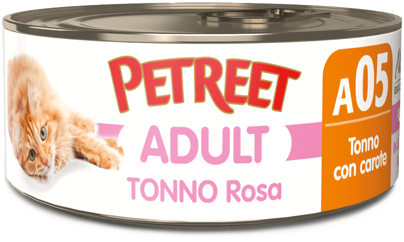 Petreet Tonno Rosa Con Carote Cibo Umido Gatto Adulto Barattolo70g-1