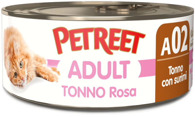 Petreet Tonno Rosa Con Surimi Aroma Granchio Cibo Umido Per Gatti Adulti 70g-1