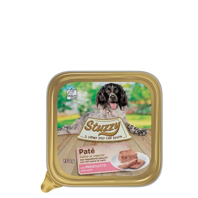 Stuzzy Paté Classico Con Prosciutto Per Cani Adulti Vaschetta 150g-2
