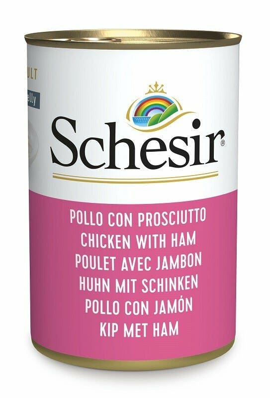 Schesir Filetti Di Pollo Con Prosciutto Cibo Umido Gatti Adulti Lattina 140g-2