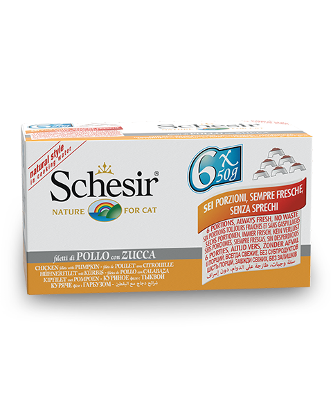 Schesir Filetti Di Pollo Con Zucca Lattina Cibo Umido Gatto Adulto 6x50g-2