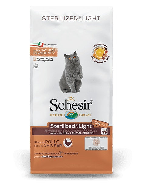 Schesir Sterilized&Light Croccantini Con Pollo Per Gatti Adulti Sacco 10kg-1