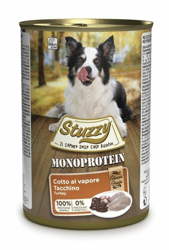 Stuzzy Monoprotein Al Tacchino Cibo Umido Cani Adulti Barattolo 400g-2