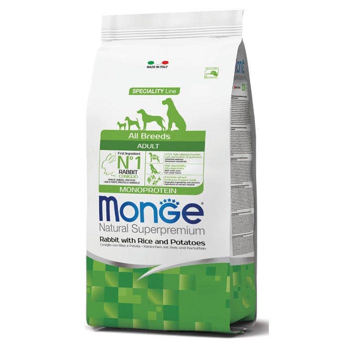 Monge Coniglio Riso E Patate Cibo Secco Per Cani Adulti Sacco 12 Kg-1