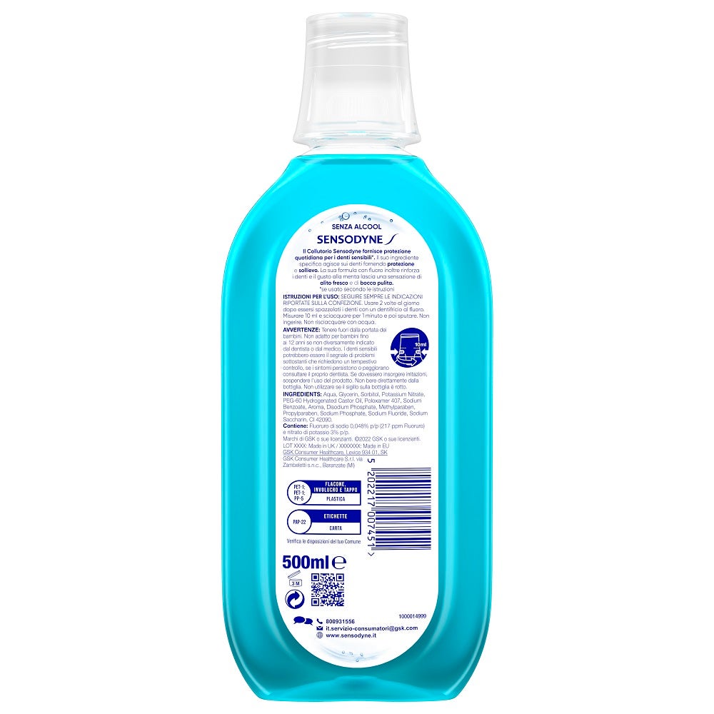 Sensodyne Collutorio Cool Mint Denti Sensibili Alito Fresco Senza Alcool Gusto Menta 500ml​-3