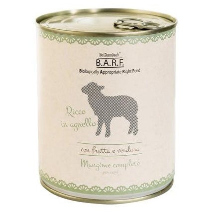 Barf Menu Completo Cibo Umido Trito Di Agnello Per Cani Lattina 800g-1