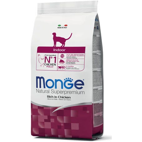 Monge Ricco Di Pollo Indoor Cibo Secco Gatti Adulti Sedentari Sacco 400g-1