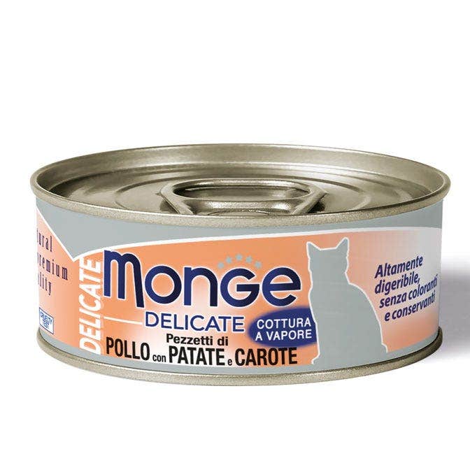 Monge Delicate Pezzetti Di Pollo Con Patate E Carote Cibo Umido Per Gatti Adulti 80g-1