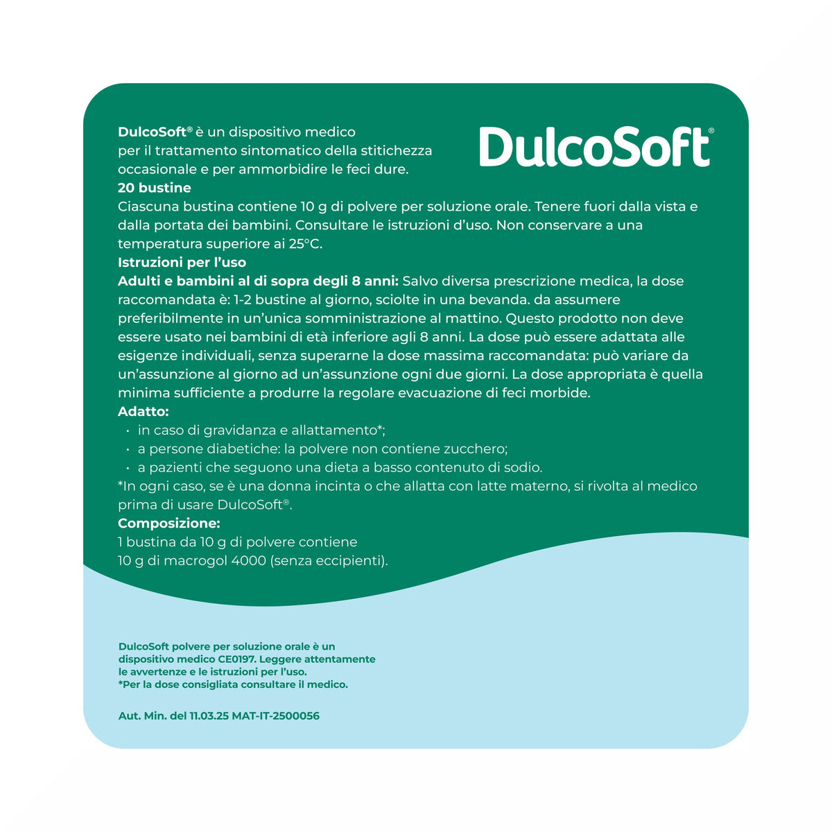 Dulcosoft Polvere per Soluzione Orale Lassativo Macrogol per Stitichezza 20 Bustine-7