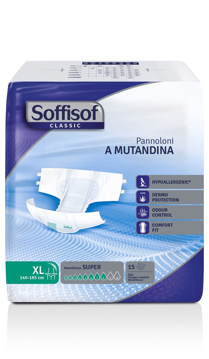 Soffisof Pannoloni a Mutandina Con Adesivi Classic Super Taglia XL 15 Pezzi-1