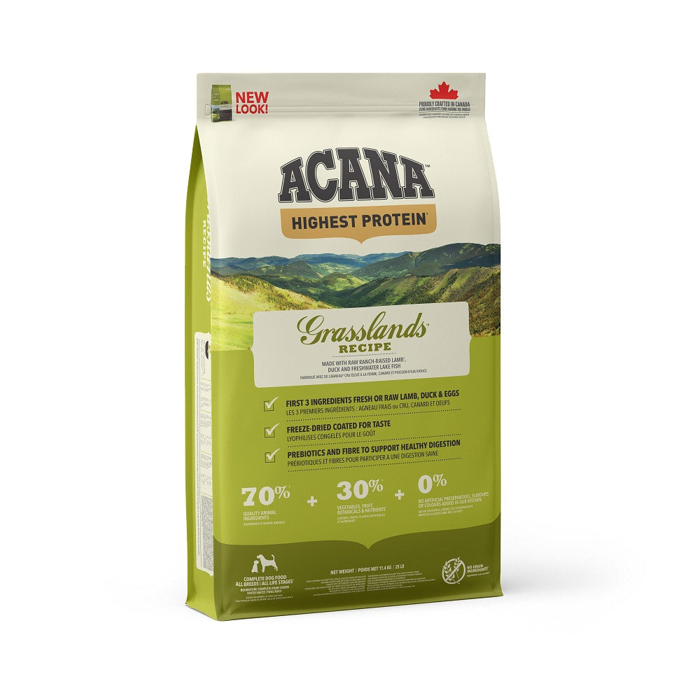 Acana Cane Grasslands Highest Protein Crocchette Agnello e Anatra Sacco 11,4kg-1