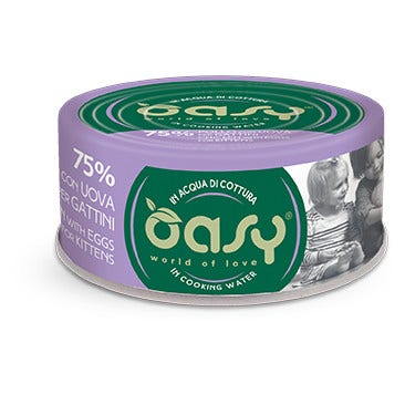 Oasy Wet Cat More Love Pollo Con Uova Gattini Lattina 70g-1