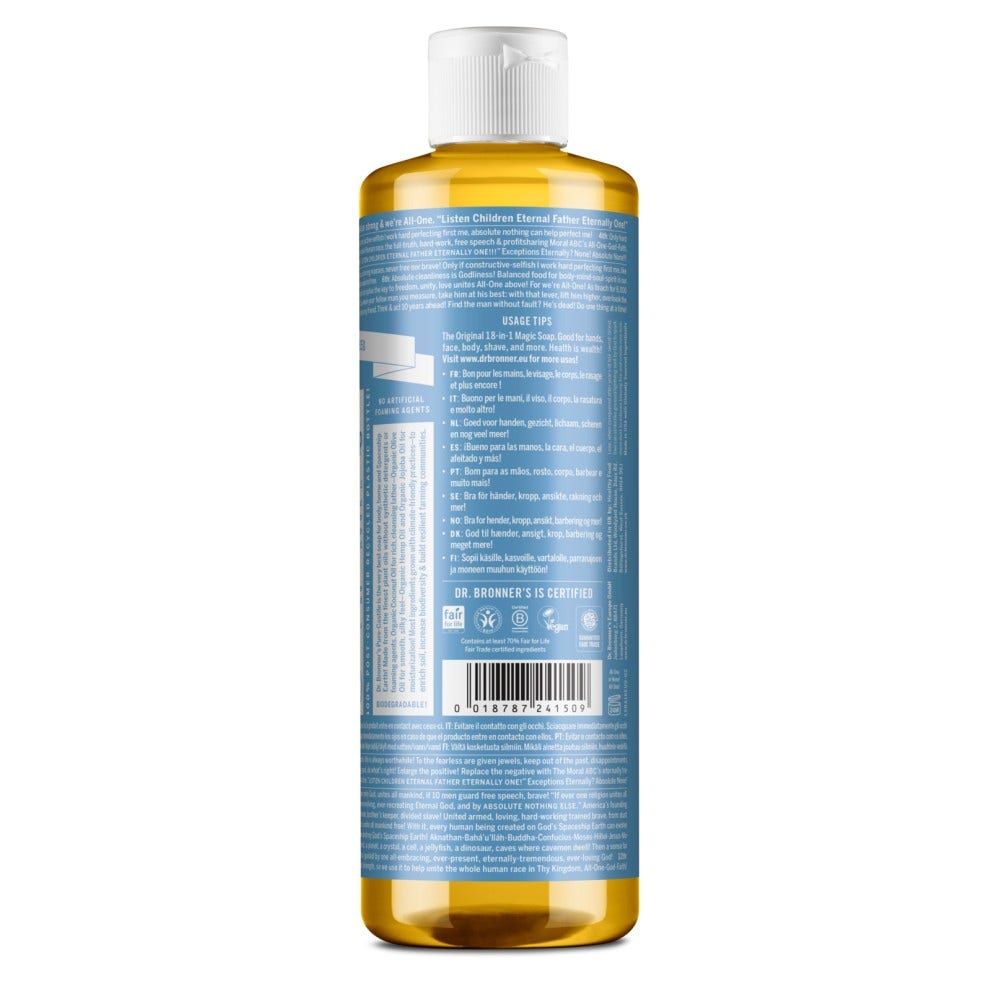 Dr. Bronner's Sapone Liquido Bio 18 in 1 Senza Profumo 475ml -2