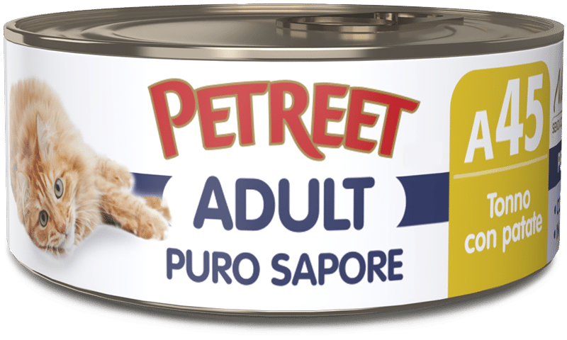 Petreet Puro Sapore Tonno Con Patate Cibo Umido Per Gatti Adulti Lattina 70g-1