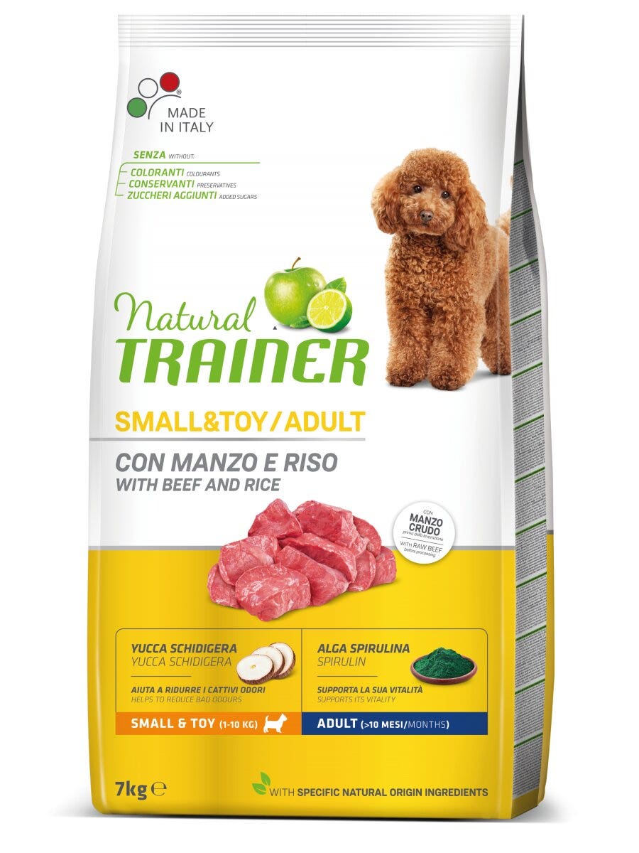 Natural Trainer Crocchette Manzo/Riso Per Cani Adulti Taglia Piccola Sacco 7kg-3