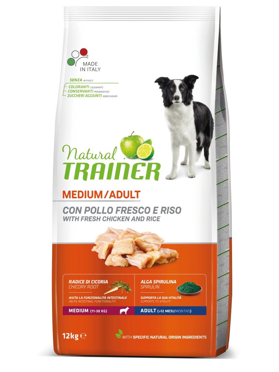 Natural Trainer Crocchette Pollo/Riso/Alga Spirulina Per Cani Adulti Taglia Media Sacco 12kg-3