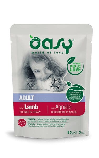 Oasy Bocconcini In Salsa Per Gatto Adult con Agnello 85g-1