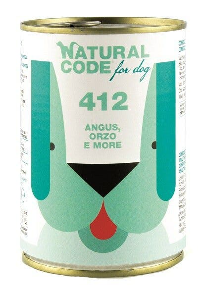 Natural Code 412 Cibo Umido Con Angus/Farro/More Per Cani Adulti Barattolo 400g-2