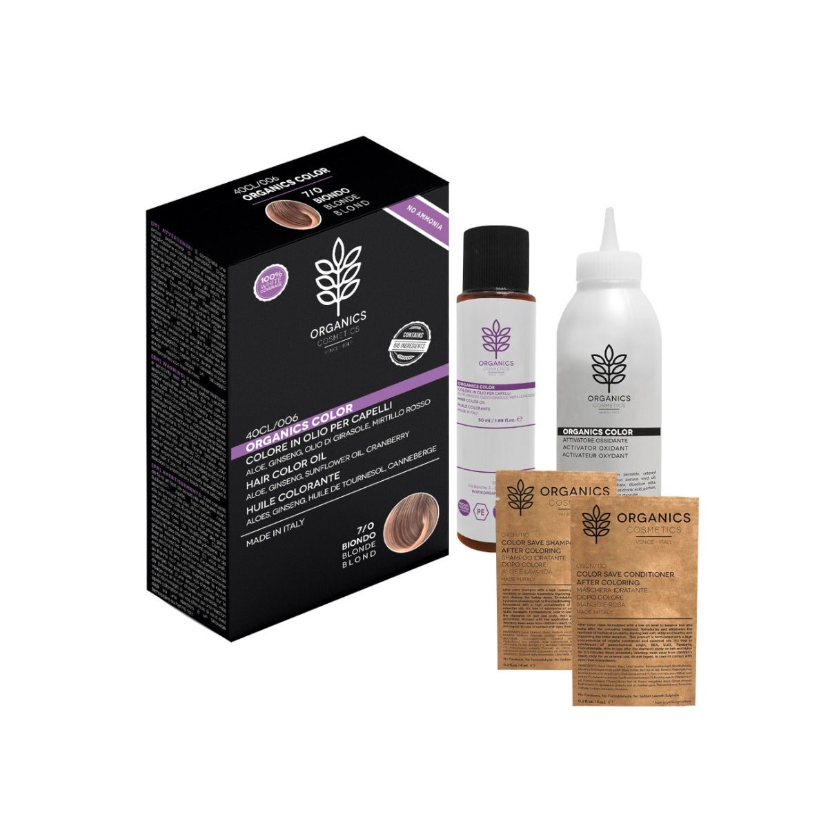 Organics Cosmetics Kit Tinta Per Capelli Organics Color 7/0 Biondo-1