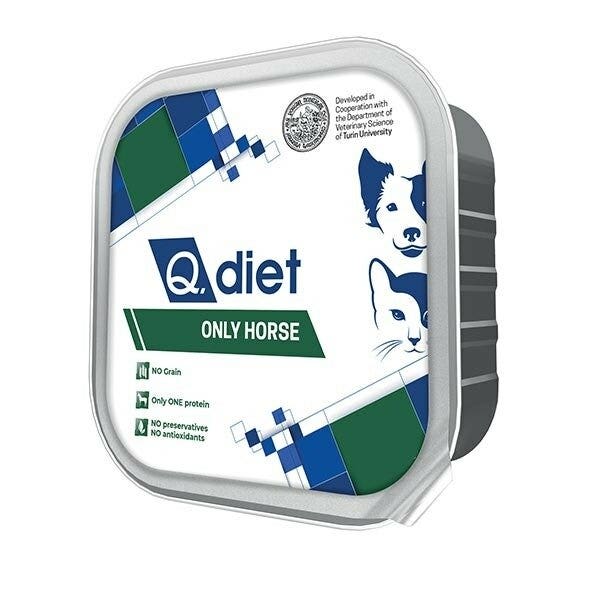 Q.Vet Q Diet Only Horse Cibo Umido Con Cavallo Per Cani/Gatti Adulti Vaschetta 85g-2