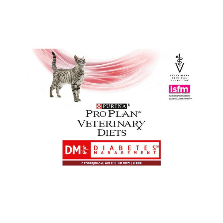 Purina Pro Plan Veterinary Diets Multipack Umido Gatto DM Diabetes Management St/Ox Manzo 10 Bustine-1