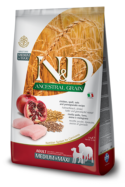 Farmina N&D Ancestral Grain Pollo E Melograno Cani Adulti Taglia Media E Grande Sacco 2,5kg-1