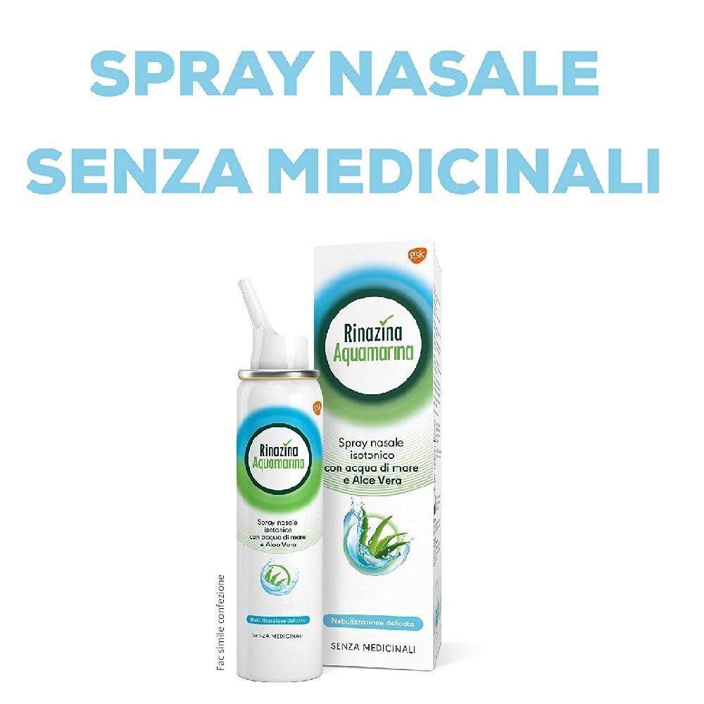 Rinazina Aquamarina Spray Nasale Isotonico Delicato Lavaggio Nasale Acqua Di Mare E Aloe Vera 100 ml-5