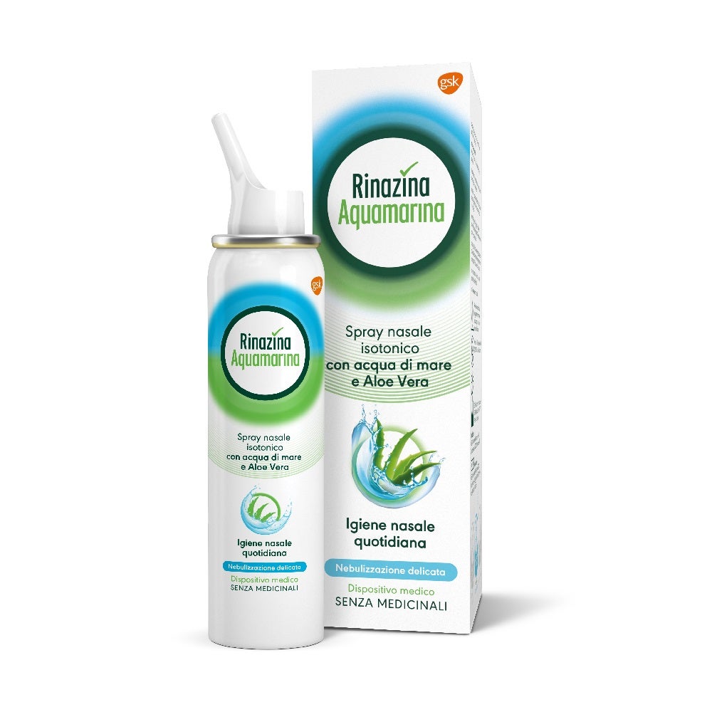 Rinazina Aquamarina Spray Nasale Isotonico Delicato Lavaggio Nasale Acqua Di Mare E Aloe Vera 100 ml-4