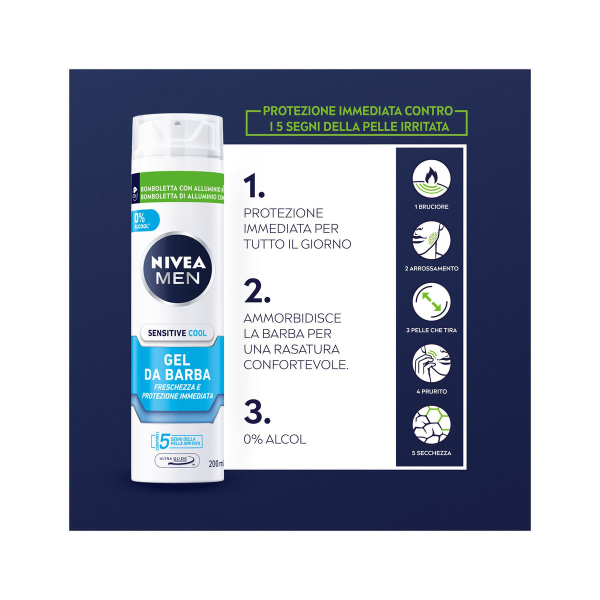 Nivea Men Sensitive Cool Gel Da Barba 200ml-5