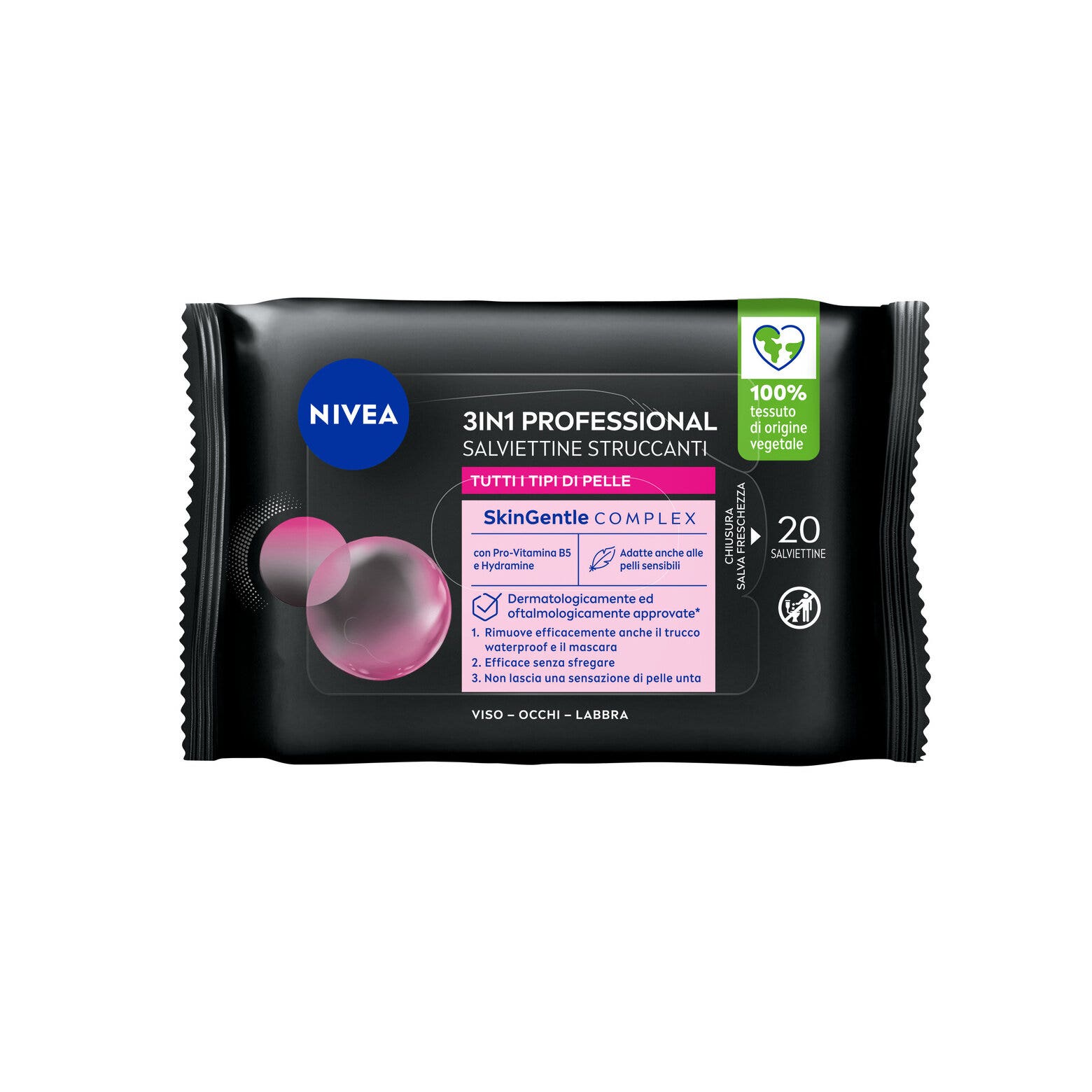 Nivea Micellair Professional Salviettine Struccanti 20 Pezzi Salviette Per Trucco Waterproof-2