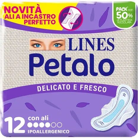 Lines Petalo Delicato e Fresco 12 Assorbenti Con Ali-2