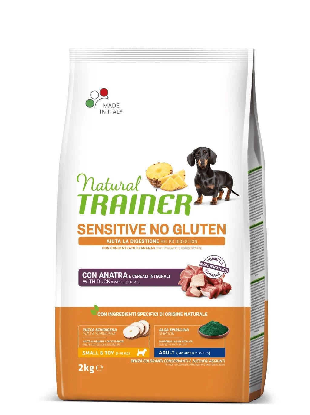 Natural Trainer Sensitive Senza Glutine Crocchette Con Anatra Per Cani Adulti Taglia Mini Sacco 2kg-1