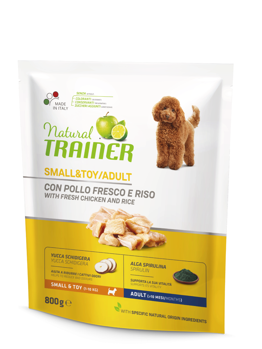 Natural Trainer Crocchette Al Pollo E Riso Per Cani Adulti Taglia Mini Sacco 0,8kg-1