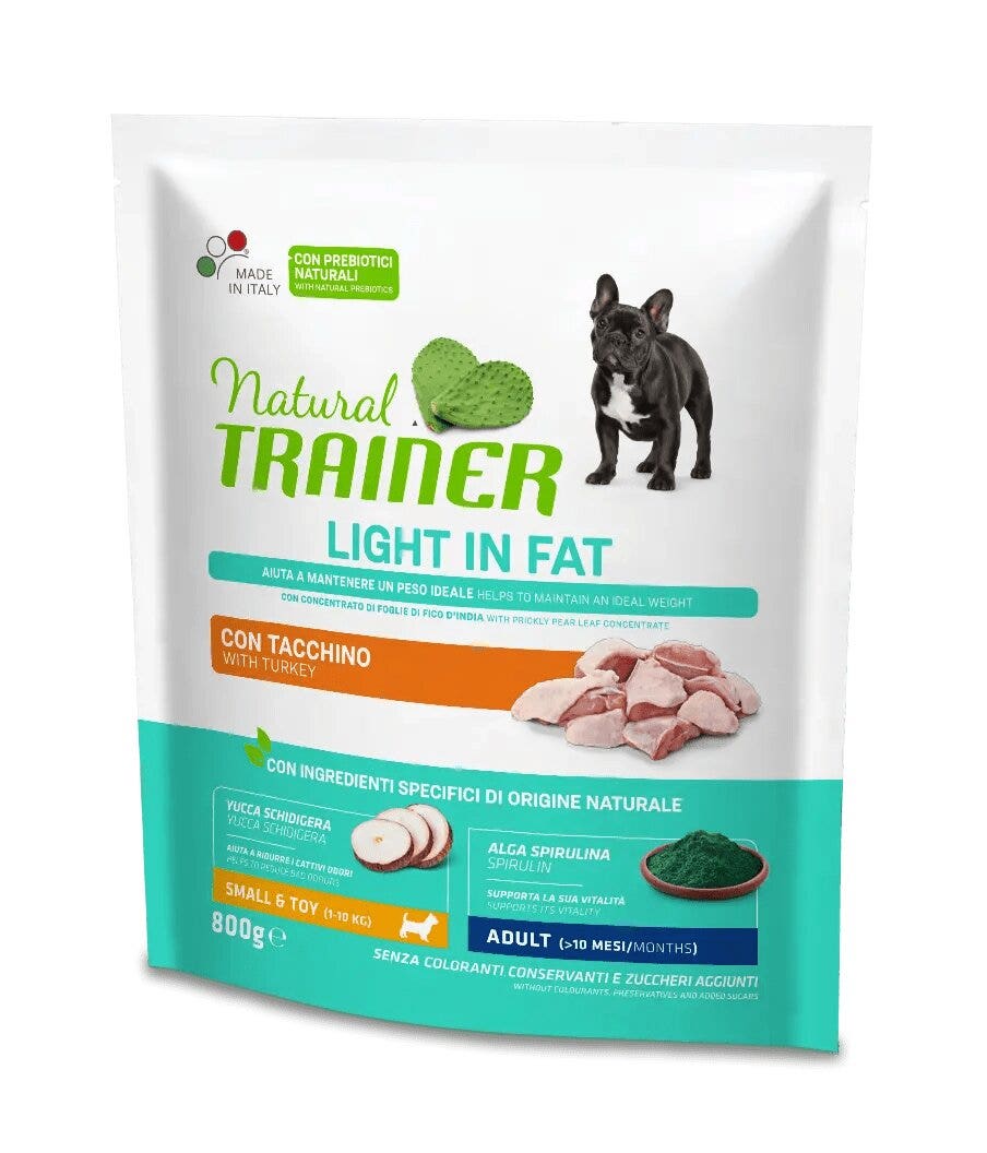 Natural Trainer Light In Fat Crocchette Tacchino Per Cani Adulti Taglia Mini 800g-1